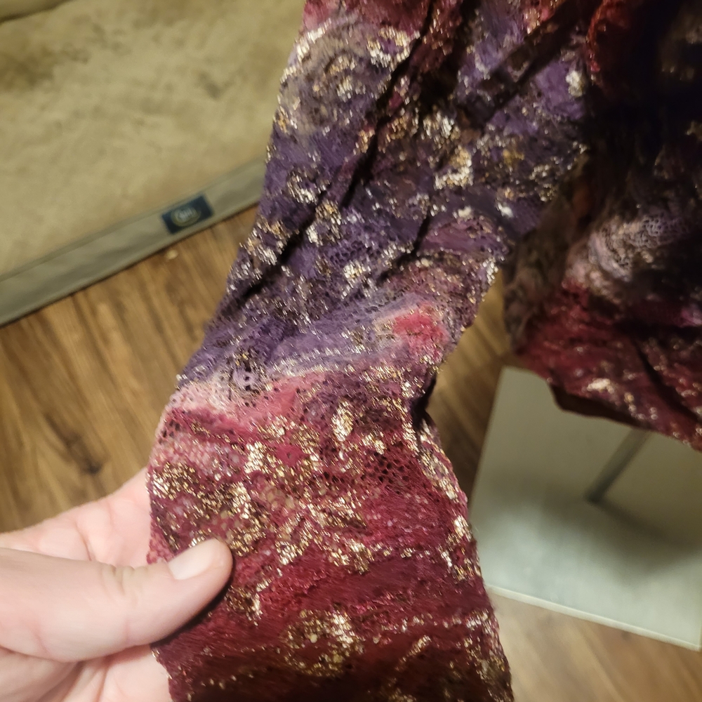 Coldwater Creek Burgundy and Purple Lace-Detail Long Sleeve Top - Picture 4 of 7